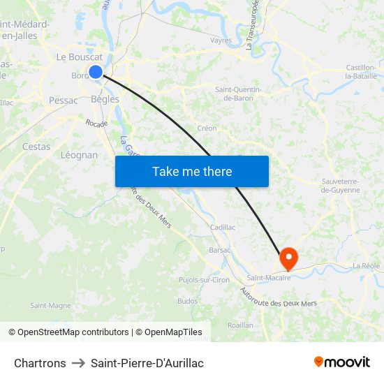Chartrons to Saint-Pierre-D'Aurillac map