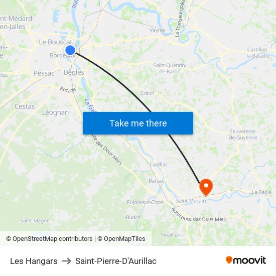 Les Hangars to Saint-Pierre-D'Aurillac map
