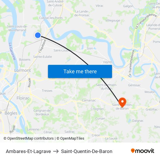 Ambares-Et-Lagrave to Saint-Quentin-De-Baron map