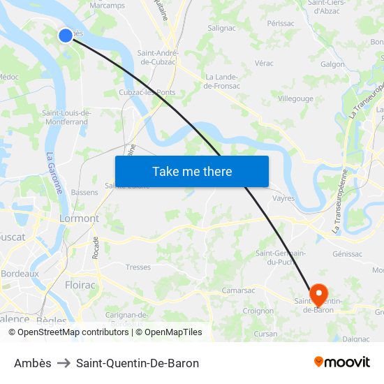 Ambès to Saint-Quentin-De-Baron map