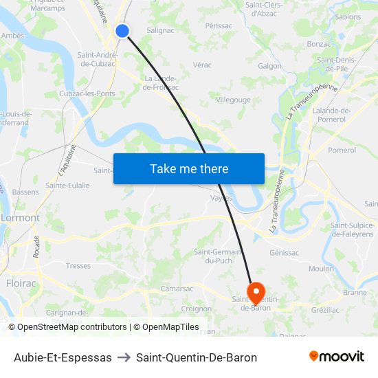 Aubie-Et-Espessas to Saint-Quentin-De-Baron map