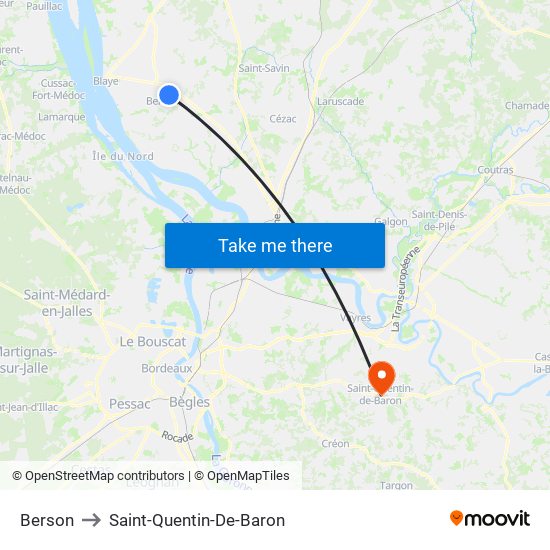 Berson to Saint-Quentin-De-Baron map