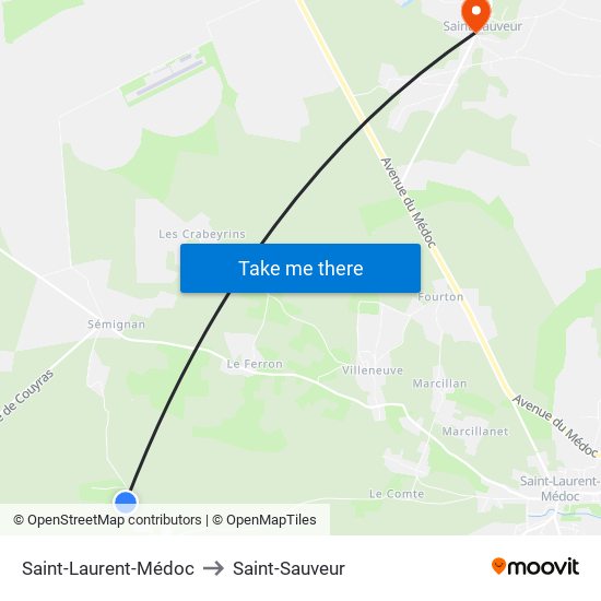 Saint-Laurent-Médoc to Saint-Sauveur map