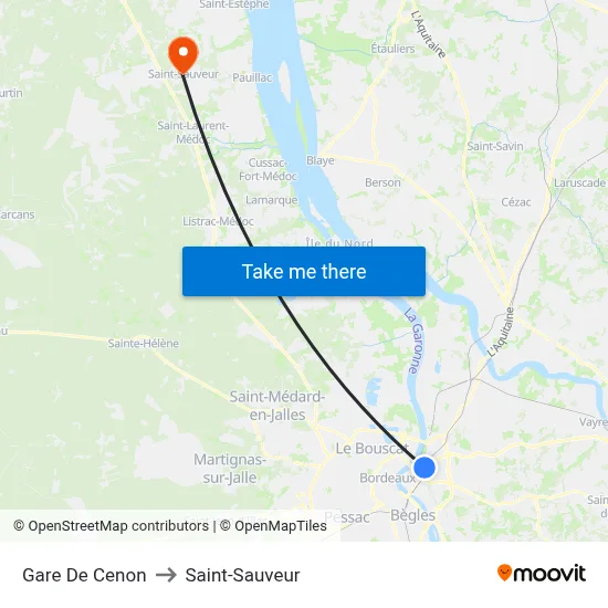 Gare De Cenon to Saint-Sauveur map