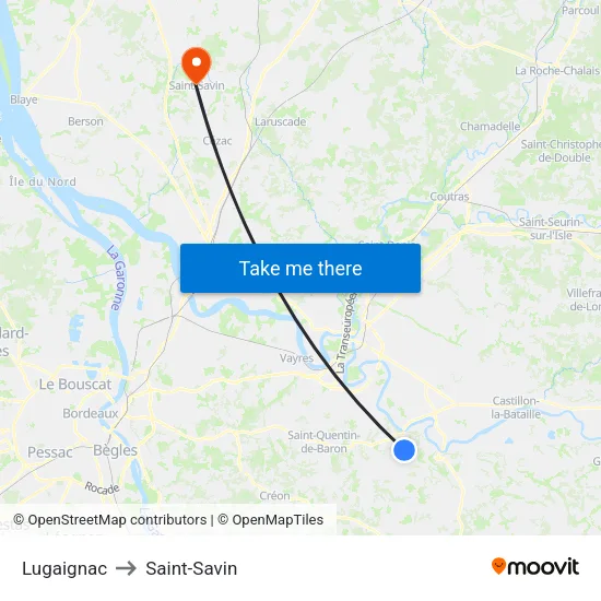 Lugaignac to Saint-Savin map