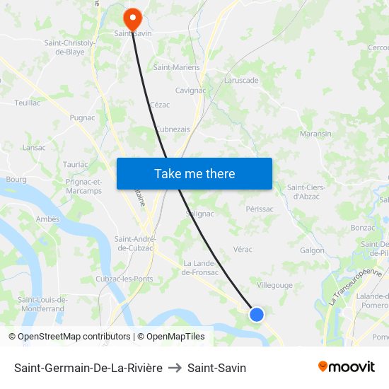 Saint-Germain-De-La-Rivière to Saint-Savin map