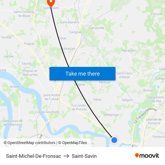 Saint-Michel-De-Fronsac to Saint-Savin map