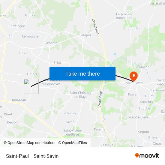 Saint-Paul to Saint-Savin map