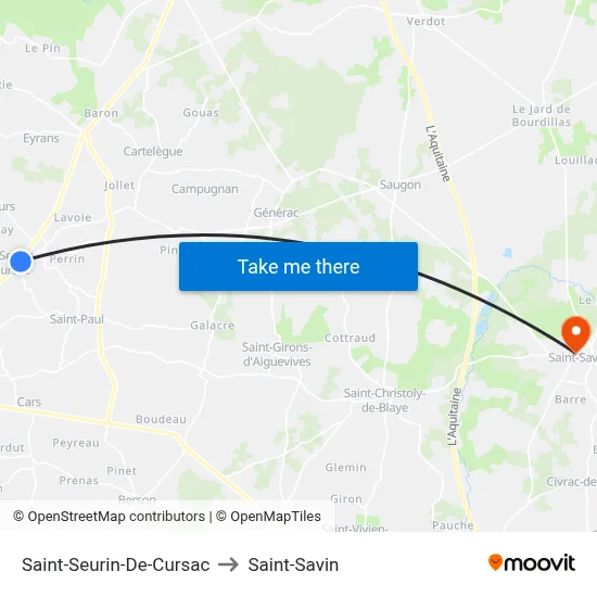 Saint-Seurin-De-Cursac to Saint-Savin map