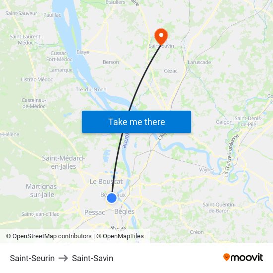 Saint-Seurin to Saint-Savin map