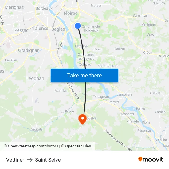 Vettiner to Saint-Selve map