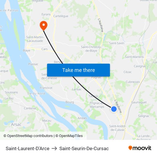 Saint-Laurent-D'Arce to Saint-Seurin-De-Cursac map