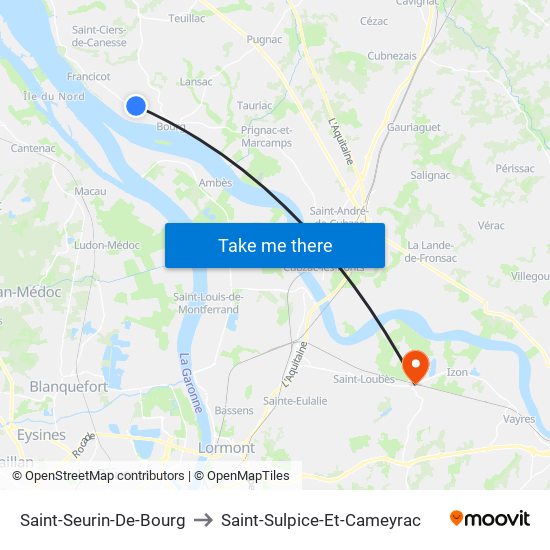 Saint-Seurin-De-Bourg to Saint-Sulpice-Et-Cameyrac map