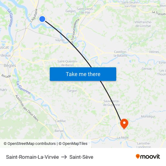 Saint-Romain-La-Virvée to Saint-Sève map