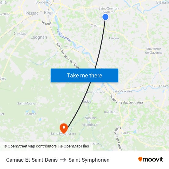 Camiac-Et-Saint-Denis to Saint-Symphorien map