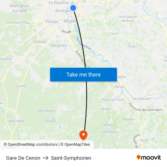 Gare De Cenon to Saint-Symphorien map
