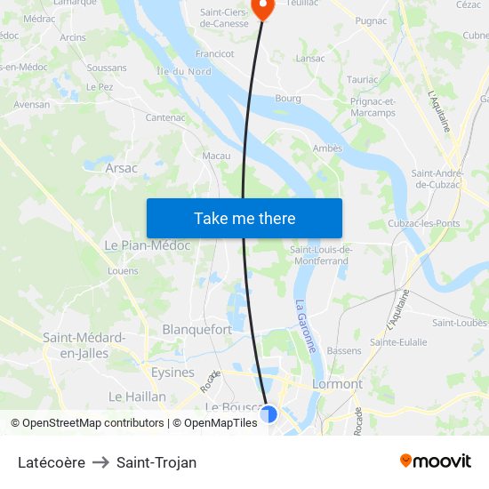 Latécoère to Saint-Trojan map