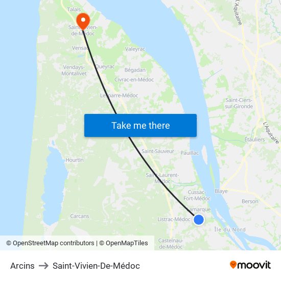 Arcins to Saint-Vivien-De-Médoc map