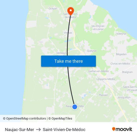 Naujac-Sur-Mer to Saint-Vivien-De-Médoc map