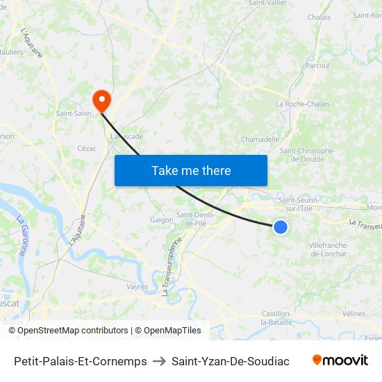Petit-Palais-Et-Cornemps to Saint-Yzan-De-Soudiac map