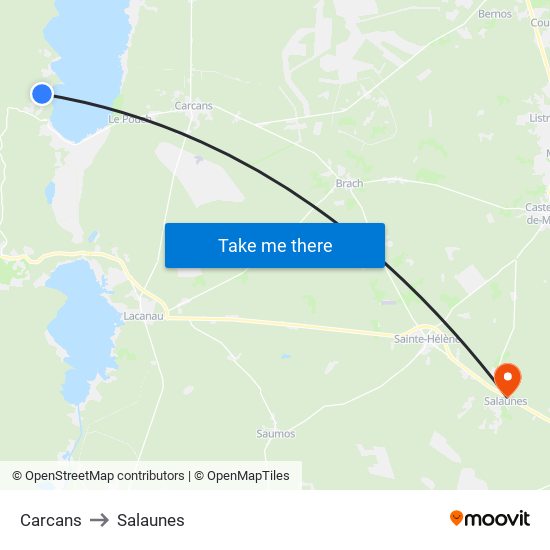 Carcans to Salaunes map