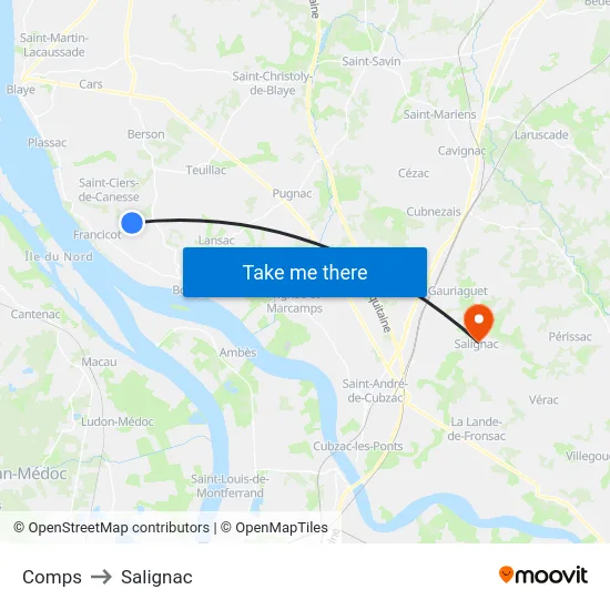 Comps to Salignac map