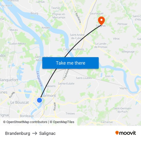 Brandenburg to Salignac map