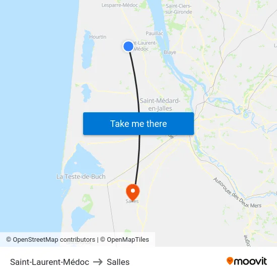 Saint-Laurent-Médoc to Salles map