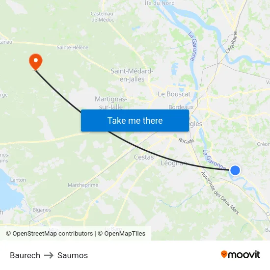 Baurech to Saumos map