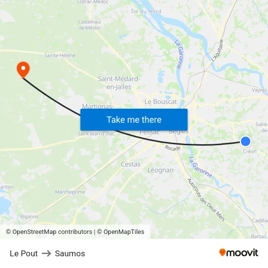 Le Pout to Saumos map