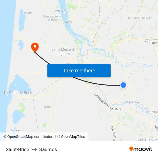 Saint-Brice to Saumos map