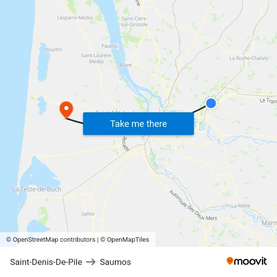 Saint-Denis-De-Pile to Saumos map