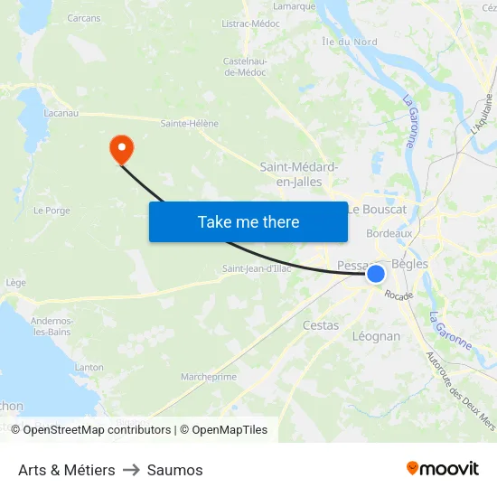 Arts & Métiers to Saumos map