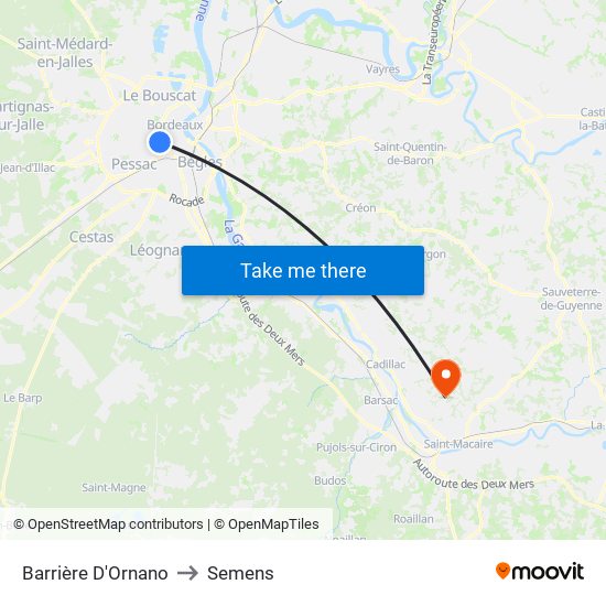 Barrière D'Ornano to Semens map