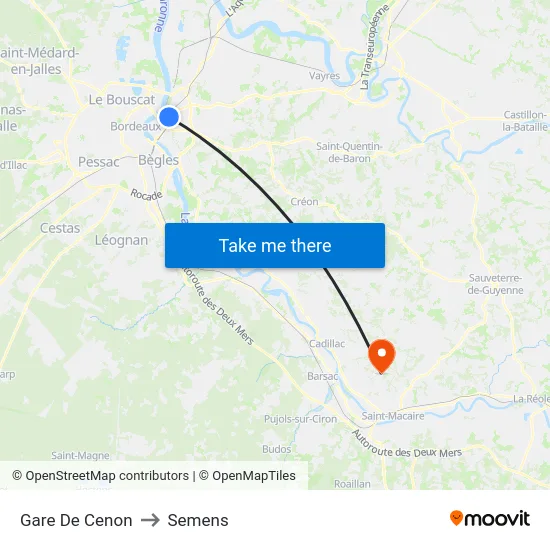 Gare De Cenon to Semens map