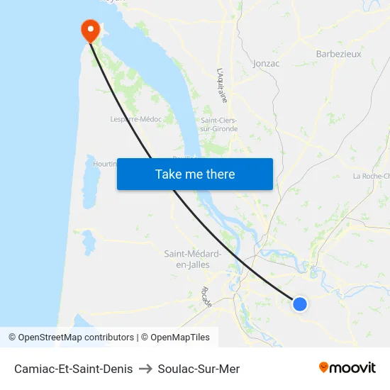 Camiac-Et-Saint-Denis to Soulac-Sur-Mer map