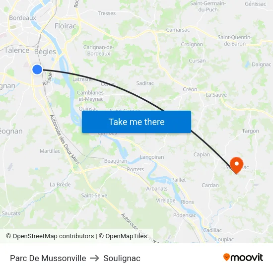 Parc De Mussonville to Soulignac map