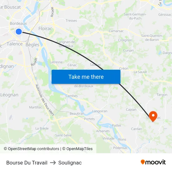Bourse Du Travail to Soulignac map