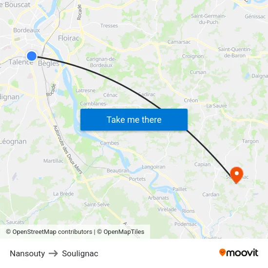 Nansouty to Soulignac map