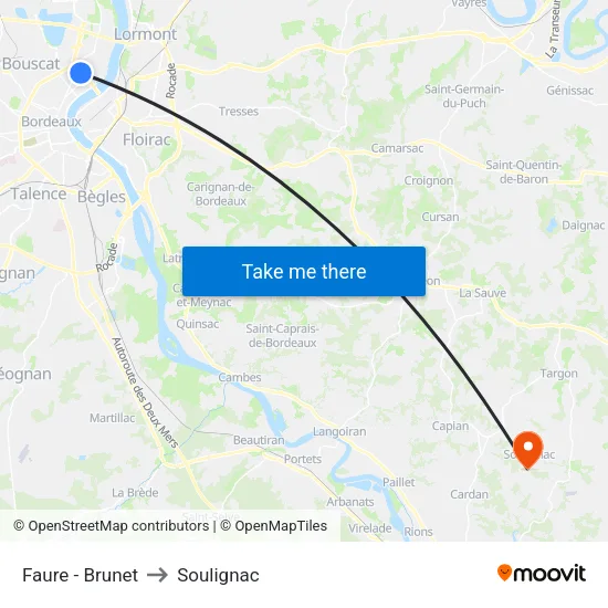 Faure - Brunet to Soulignac map