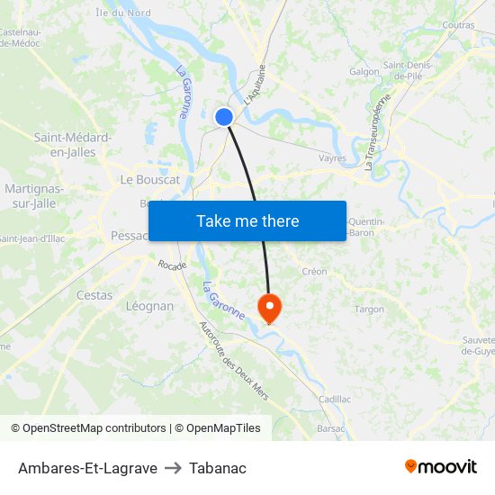 Ambares-Et-Lagrave to Tabanac map