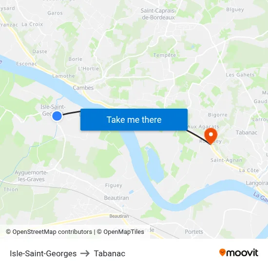 Isle-Saint-Georges to Tabanac map