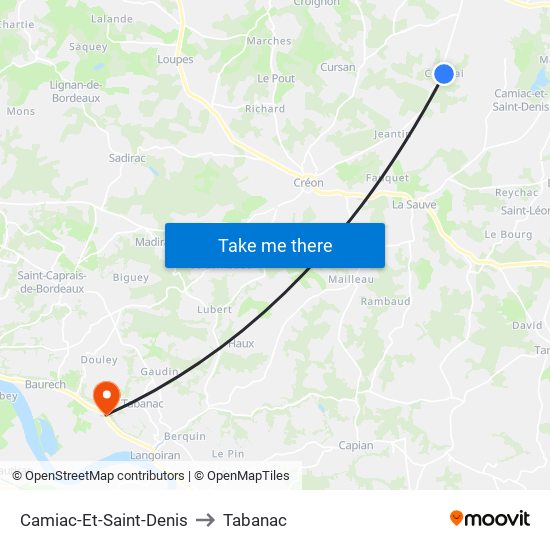 Camiac-Et-Saint-Denis to Tabanac map