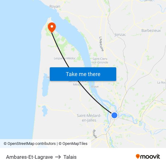 Ambares-Et-Lagrave to Talais map