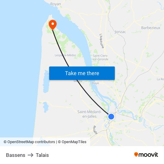 Bassens to Talais map