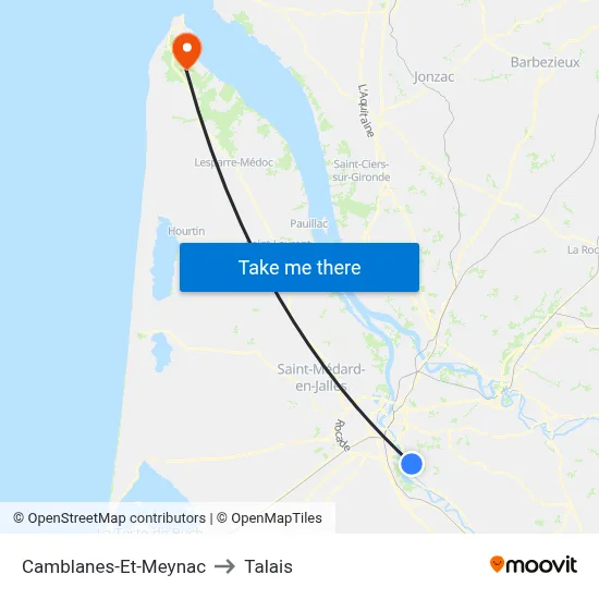 Camblanes-Et-Meynac to Talais map
