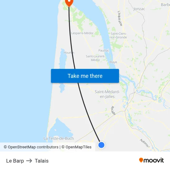 Le Barp to Talais map