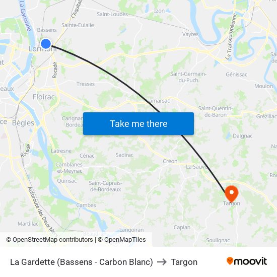 La Gardette (Bassens - Carbon Blanc) to Targon map