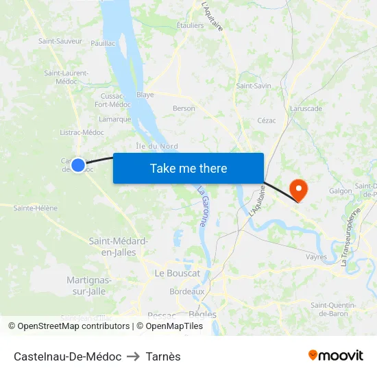 Castelnau-De-Médoc to Tarnès map