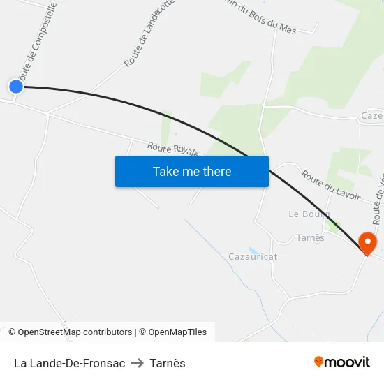 La Lande-De-Fronsac to Tarnès map